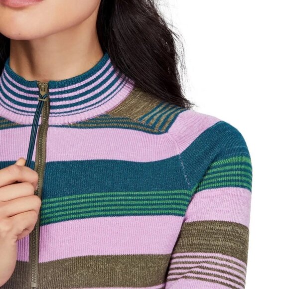 NWT Free People Rip Tide Mock Neck Jumper Teal Purple Size Medium Ribbed Boho M‎ - Picture 4 of 7